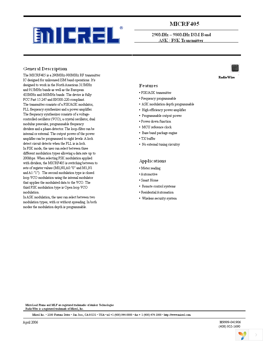 MICRF405YML TR Page 1